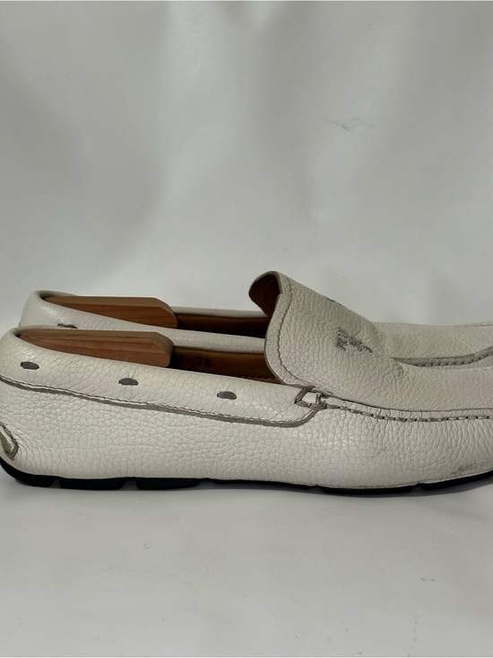 Prada White Pebbled Leather Slip-On Loafers main image 4